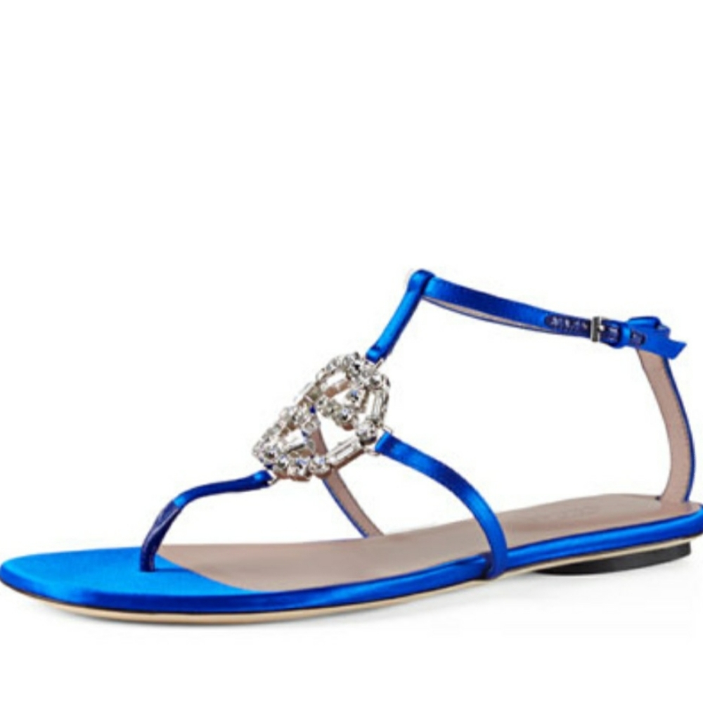 Authentic Gucci Satin Crystal GG flat